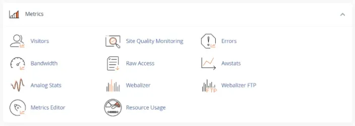 cPanel metrics section