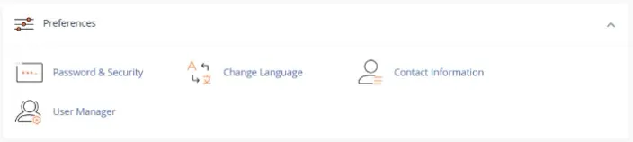 cPanel preferences section