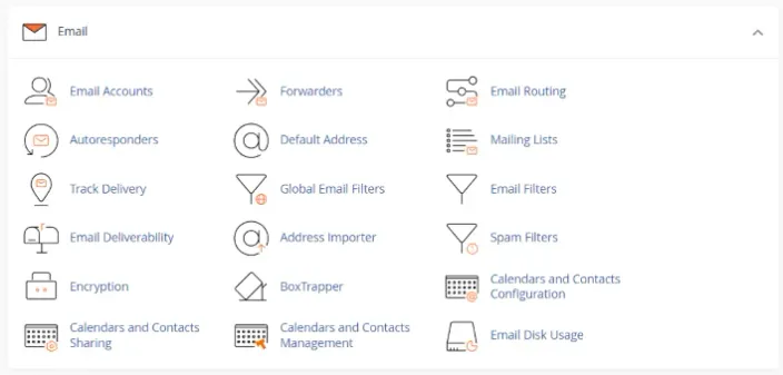 cPanel email section