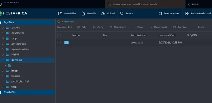 DirectAdmin File Manager for the client user account