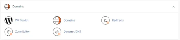 cPanel domain section