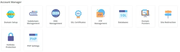 DirectAdmin account manager section