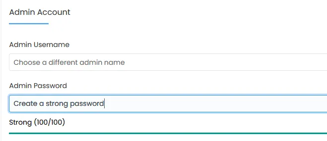 Admin and password fields in WordPress install