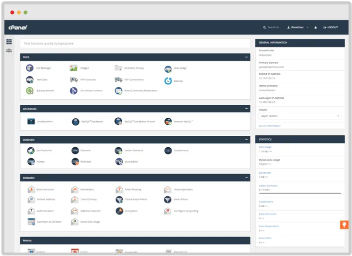 cPanel Home