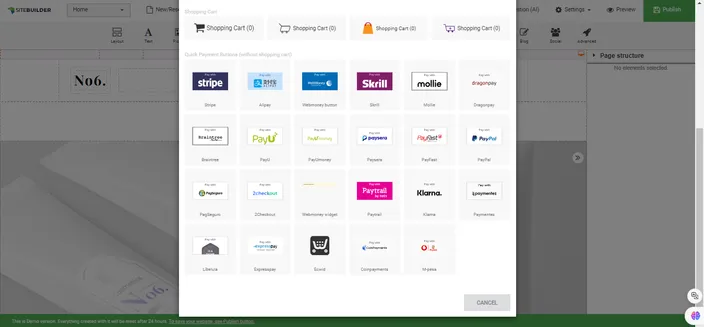 HostAfrica’s website builder - CTA button options
