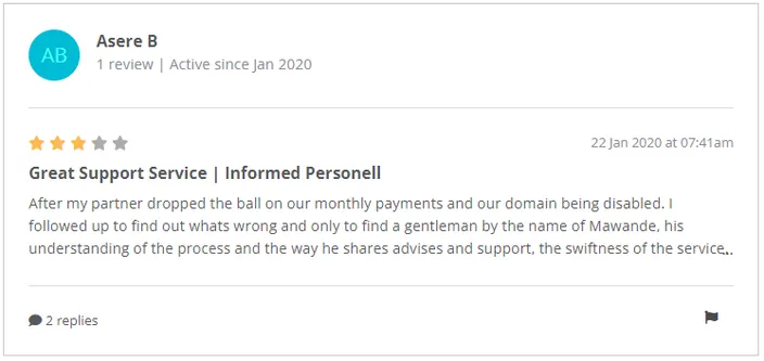 A 3 star review on HostAfrica from Hellopeter