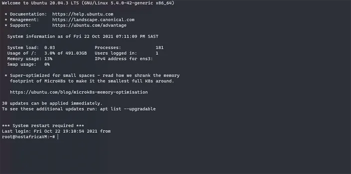terminal emulator HostAfrica ubuntu virtual machine