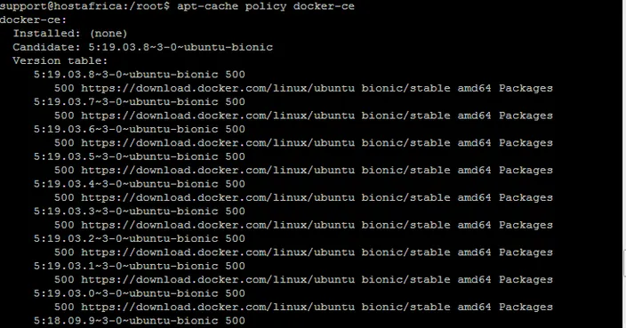terminal output