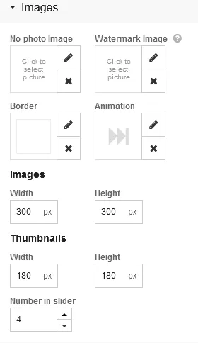 Set the default images and watermarks with this window on your Website Builder Pro