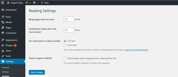 Go to Settings -> Reading.