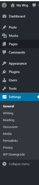 Select the plugin settings on the main WP Settings page.