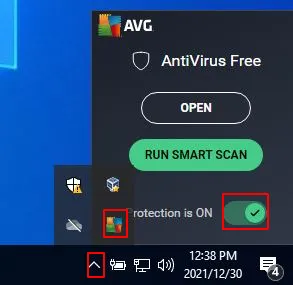 AVG Protection On toggle