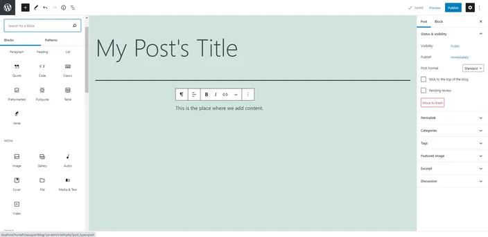 To add an image or video to your post, click the plus icon on the top left and select Image or Video.