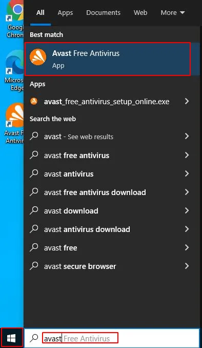 Avast windows search