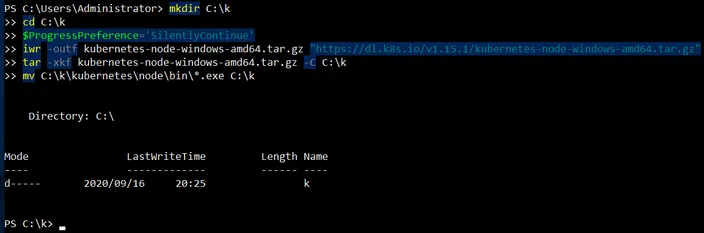terminal output