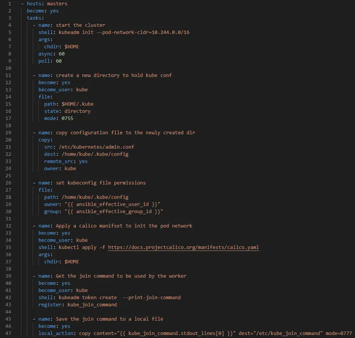 master-setup YAML file configuration