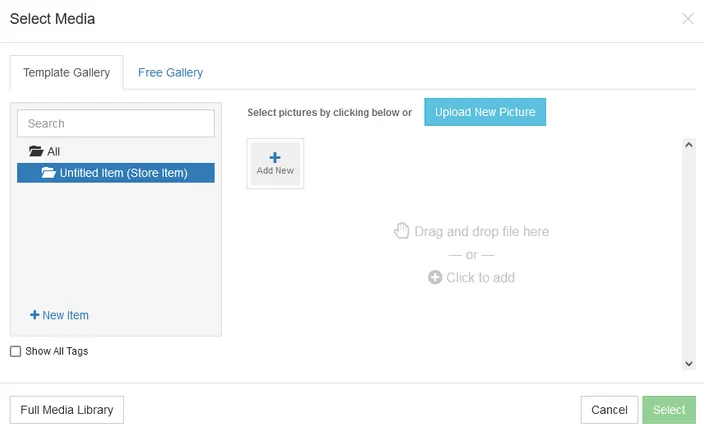 The window where you can upload a new product image for your website store
