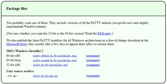 Putty Package Files