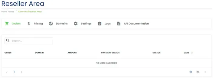 Reseller Area Dashboard
