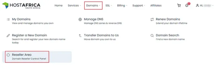 Domain Reseller Area Nav Location