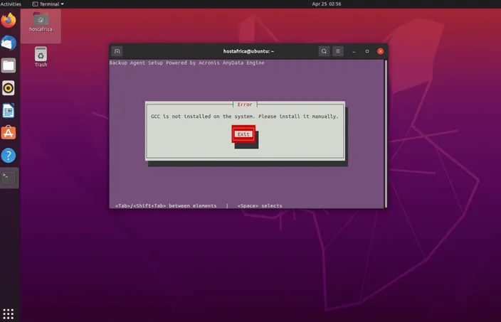 gcc error screenshot
