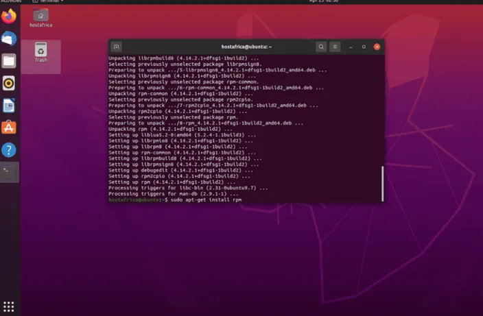 ubuntu terminal screenshot of command