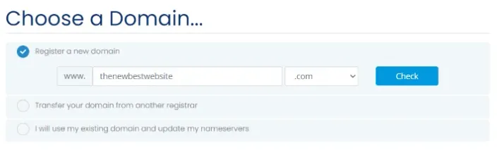 Confirming that a domain is available for purchase on the HostAfrica domain checker page