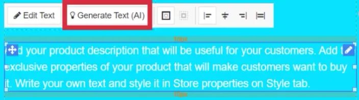 The Generate Text(AI) button highlighted above a body of text.