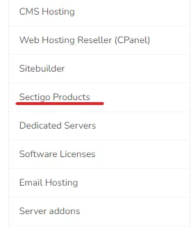 Some of the service available to HostAfrica clients in the WHMCS