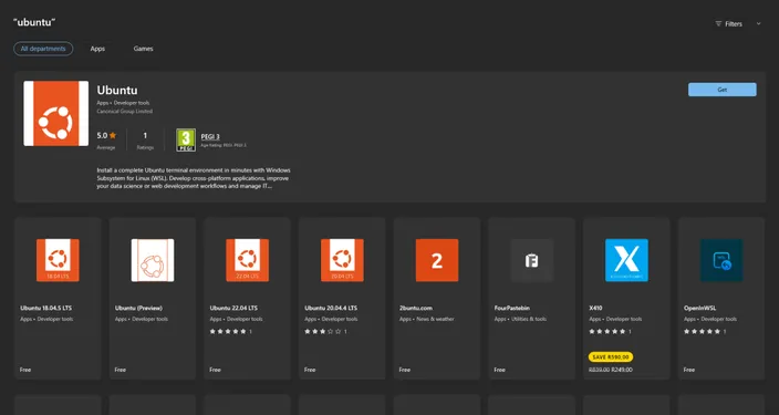 ubuntu wsl store screenshot