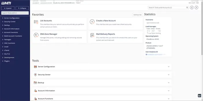 whm dashboard