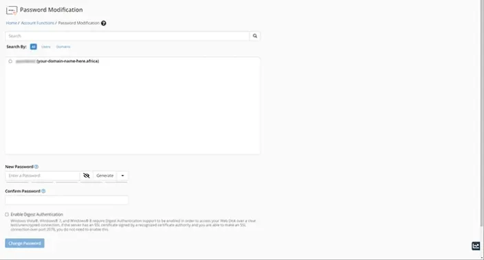 whm password modification dashboard
