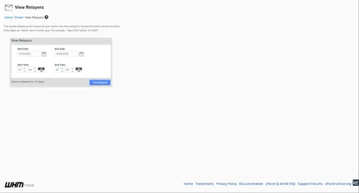 WHM View Relayers Dashboard