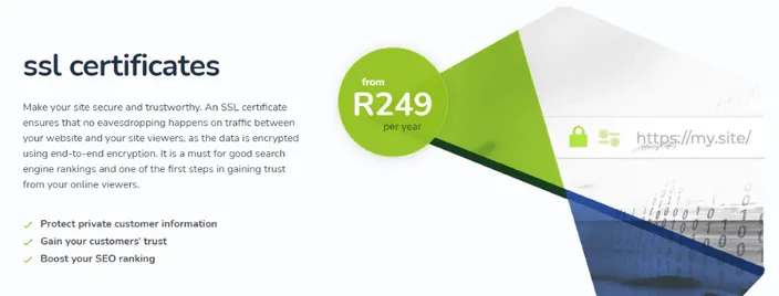 HostAfrica's SSL certificate page
