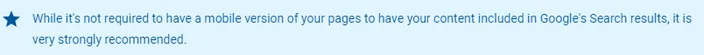 Google advising users to have mobile-friendly pages on their website