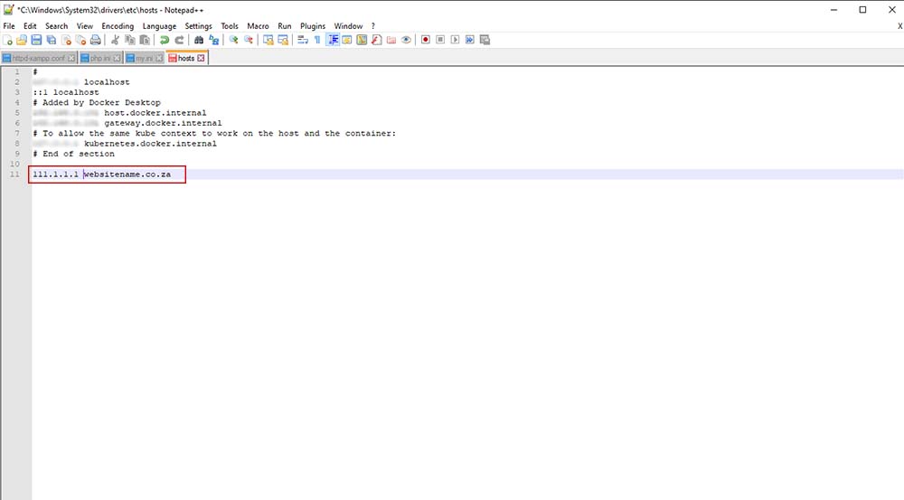 edit hosts file screenshot