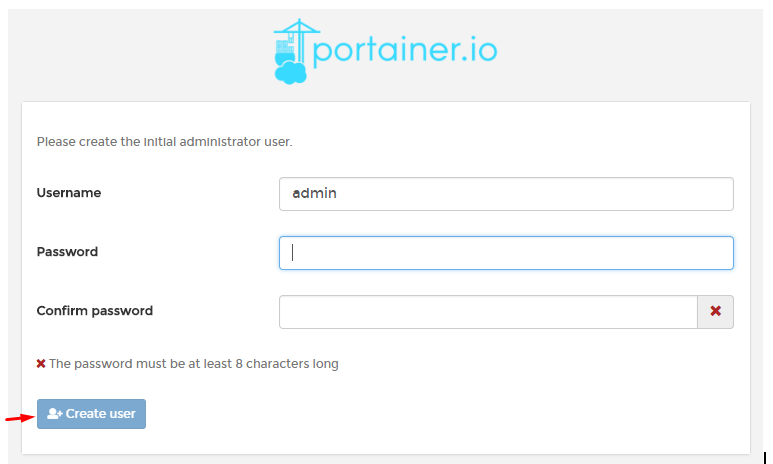 portainer login page