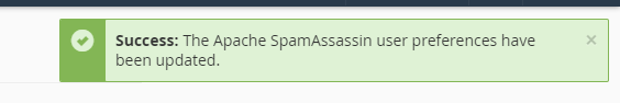 Success: The Apache SpamAssassin user preferences have been updated.