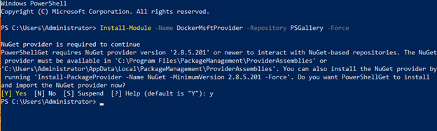 Powershell output for docker package command