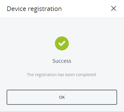 device registration successful