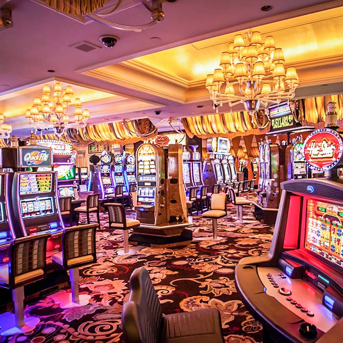 Interior of a casino slot machine section
