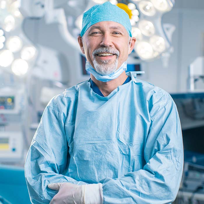 a surgeon prepped for surgery