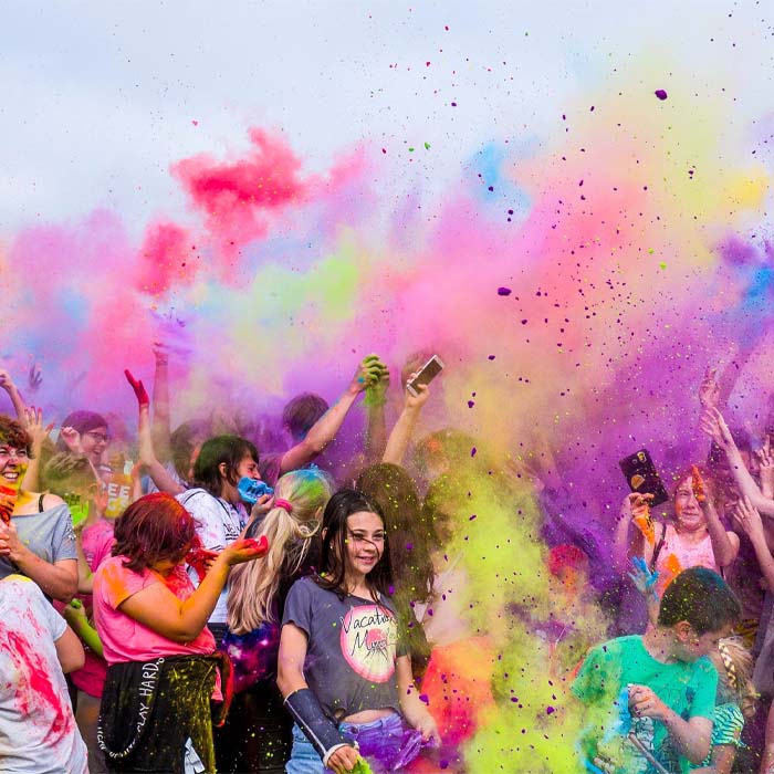 people enjoying the festival of colour