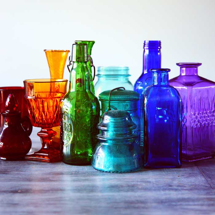 colourful glass bottles