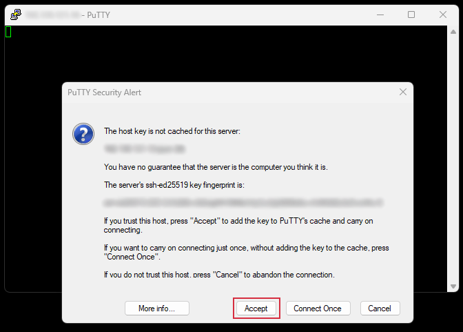 Putty Host Key Warning