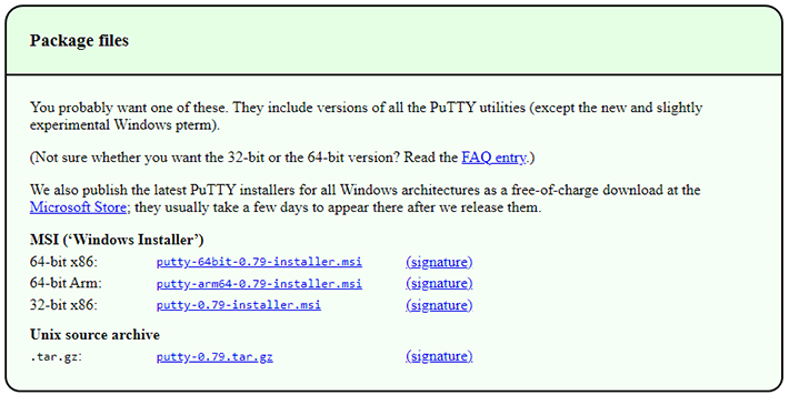Putty Package Files